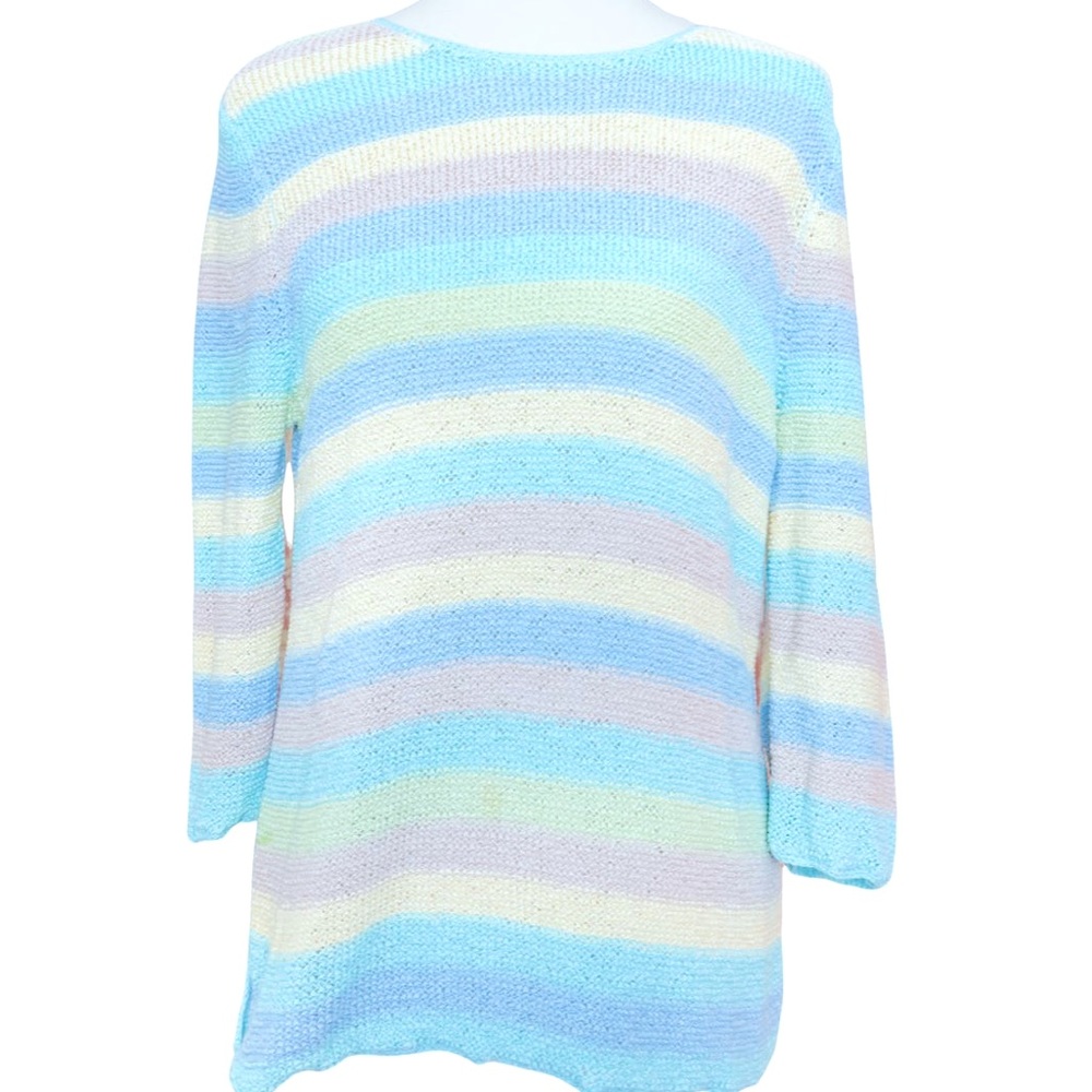 Koret
80’s Pastel Striped Knit 3/4 Length Sleeve Sweater Size Large